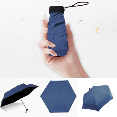 Mini Parapluie De Poche Compact Pour Femme,Parasol Plat Et Léger,Parapluies Pliants,Parasol De Voyage- Navy Blue-B