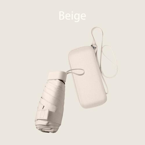 Mini Parapluie De Voyage Pour Sac À Main Avec Étui,Petit Parapluie Uv Compact Pour Le Soleil Et La Pluie,Léger Et - Beige-B9808