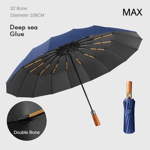 Sophia-Parapluie D'affaires Coupe-Vent 32 Pour Hommes,Parapluies De Luxe Pliables Et Étanches Avec Manche En - Dark Blue-32 Bone