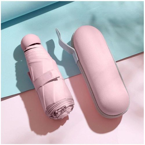 Capsule Parapluie Petit Et Portable Pare-Soleil De Couleur Unie Pour Les Femmes Et Pluie Protection À Double Usage- Pink-A95580