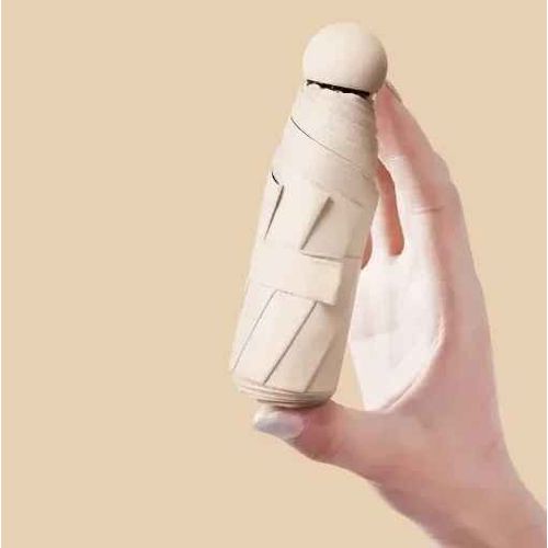Parapluie Capsule Portable Avec Poignée En Alliage De Caoutchouc,Mini Pare-Soleil,Crème Solaire,Pluie,Noir,Pliable- Begie-E9982