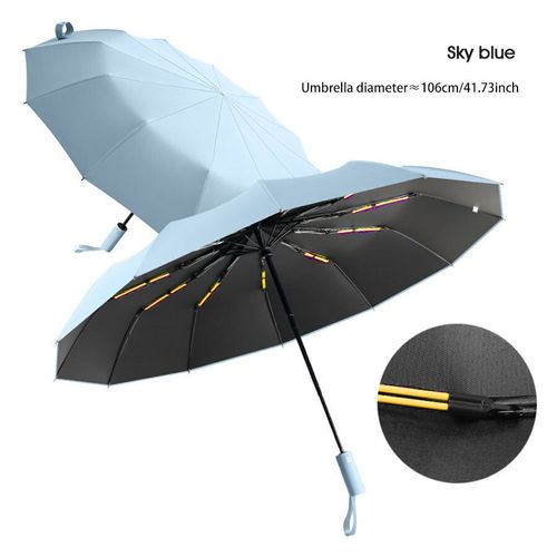 Parapluie 24 Sofia Renforcé Pour Hommes Et Femmes,Protection Solaire Anti-Uv,Pour Le Bain D'affaires,Résistant Au - Bleu Ciel-F