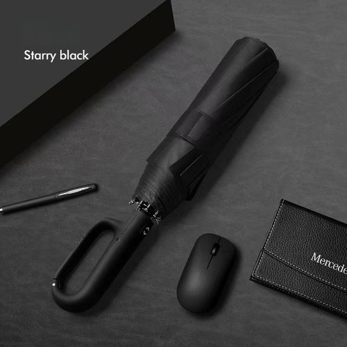 Parapluie Pliable Extra Large Entièrement Automatique Pour Homme,Double Ombrelle,20 Baleines,Pour Le Bain- Black-A5343