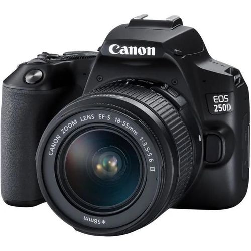 Appareil Photo Reflex Canon 250d + Objectif 18-55 Is Stm - Noir - 24.1 Mégapixels - 4k - Bluetooth 4.1