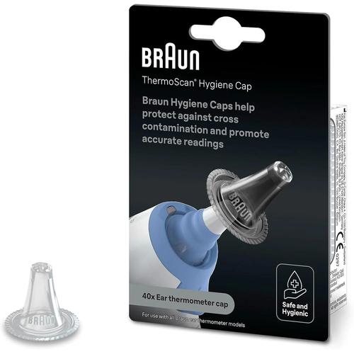 Braun ThermoScan Hygiene Caps Lot de 40 Embouts Jetables Compatibles avec Thermomètres Auriculaires Braun LF40