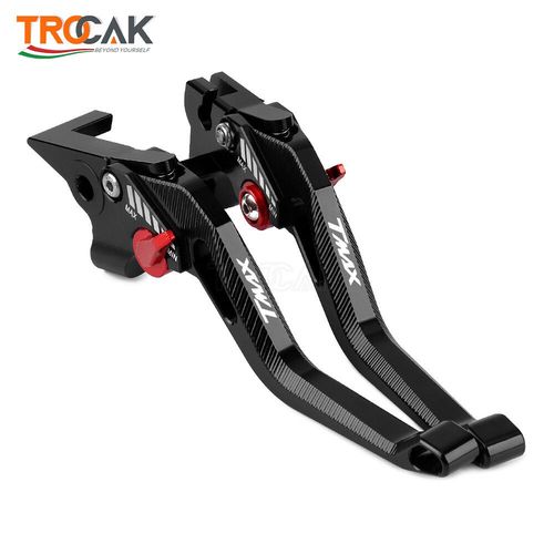 Leviers De Frein Et D'embrayage Réglables En Aluminium Cnc,Accessoires De Poignée Pour Moto Yamaha Tmax 530 - Black Red-B