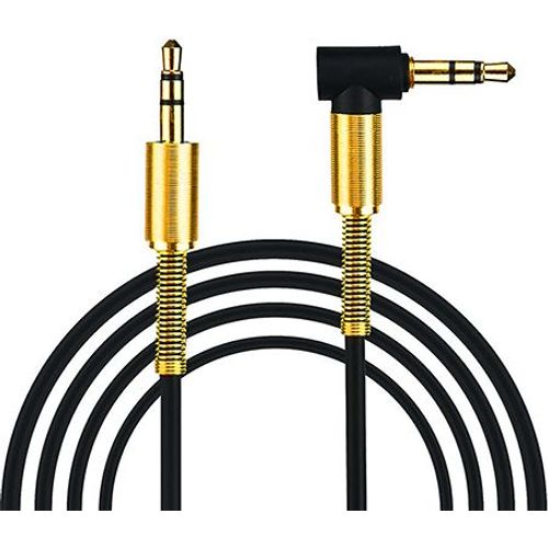 Cordon Jack 3.5mm stéréo male vers Jack 3.5mm stéréo male coudé 1m