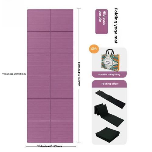 Tapis De Yoga Pliable Tapis De Sieste Large Et Épais Tpe Fitness Double Face Antidérapant Pour La Bureau Couleur Bois Violet (Tapis Carrés Horizontaux)