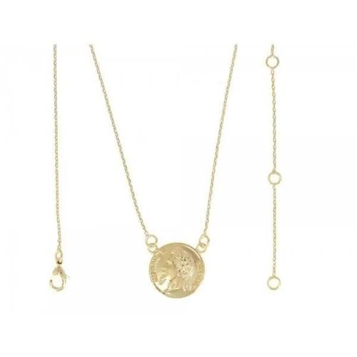 Collier Chaîne Forçat Avec Pendentif Pièce D'imitation Louis D' Or En Plaqué Or