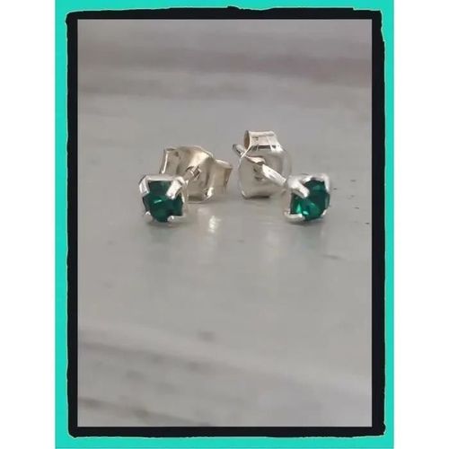 Boucles D'oreilles - Bijouxia - Émeraude - Argent 925/1000 - 4 Mm - Clou/Puce