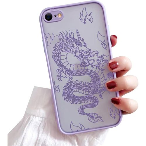 Compatible Avec Coque Iphone Se 2022, Coque Iphone 8/7 / Se 2020, Étui Protection Animaux Aesthetic Dragon Cute Pour Femme, Fille, Homme - Violet[X962]