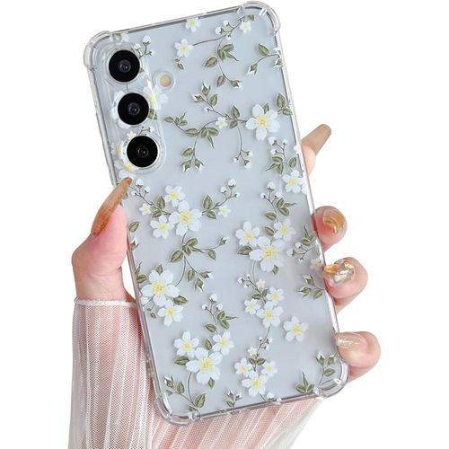 Étui Pour Samsung Galaxy S24 Fe, Coque Transparente En Tpu Souple Avec Motif Fleur, Protection Ultra-Mince En Gel De Silicone Anti-Rayures Pour Samsung S24 Fe 5g - Grande Fleurs Blanche[X282]
