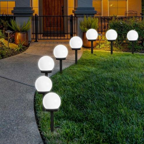 Lampes Solaires D'extérieur, Paquet De 6 Lampes De Jardin À Del Solaires Alimentées Par Globe, Étanches Pour Le Paysage De Passerelle De Terrasse De Jardin, Voie De Piquet Dans Le Sol, Blanc Froid