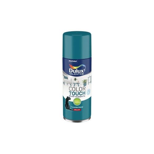 Peinture aérosol Color touch DULUX VALENTINE turquoise intense brillant 0.4l