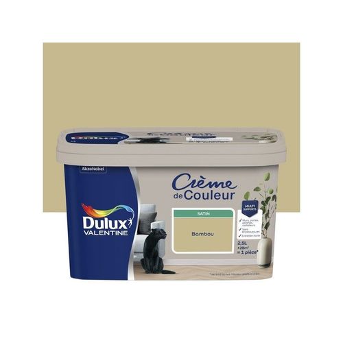 Peinture intérieure couleur crème De Couleur Dulux Valentine satin vert Bambou 2.5L