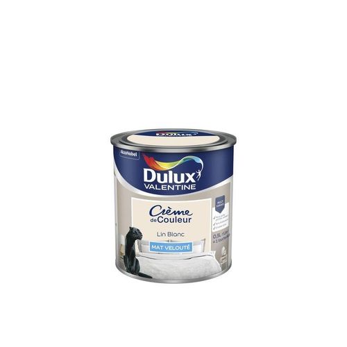 Peinture Crème de Couleur Dulux Valentine mat lin blanc 0 5L