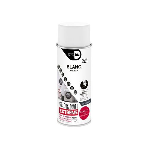 Peinture aérosol relook tout extreme MAISON DECO blanc ral 9016 RAL 9016 mat 0.400 L