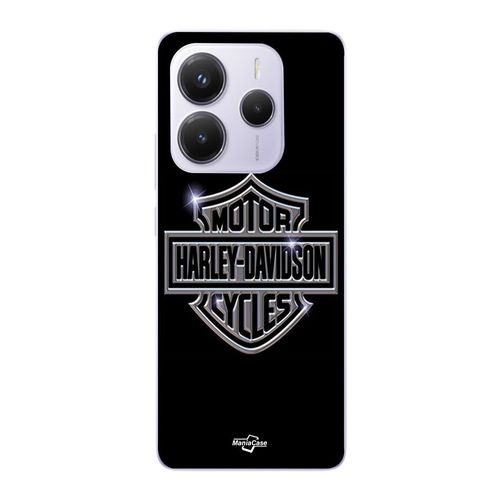 Coque Xiaomi Redmi Note 14 5g Harley Davidson Logo Motor Sycles Gris Front Noir