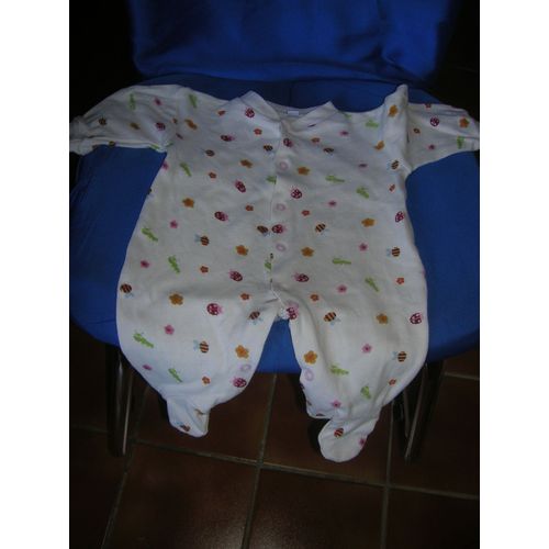Grenouillère 0/1 Mois 54 Cm 100% Coton.