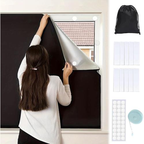 Store Occultant Tissus Occultant Pour Fenêtre,145 X 150 Cm,Protection Solaire,Sans Perçage,Portable,Noir