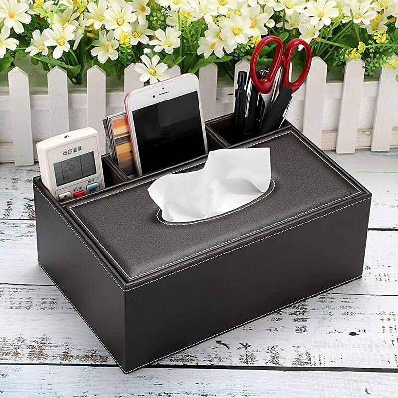 Bote  Mouchoir en PU Cuir Rectangulaire Distributeur avec ... - 5