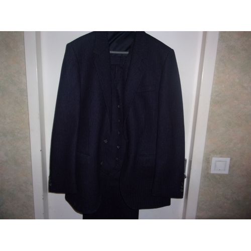 Costume 3 Pièces Noir Laine Woolmark T S