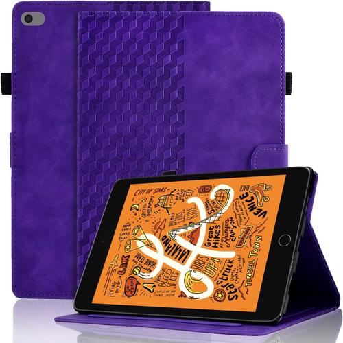 Coque Pour Ipad Mini 5ème Génération 2019/Ipad Mini 4 2015 (7,9 Pouces) Ipad Mini 3/2/1 Housse Cuir Pu Etui De Protection Avec Veille/Réveil Auto Et Multi-Angle Support- Violet.[F519]