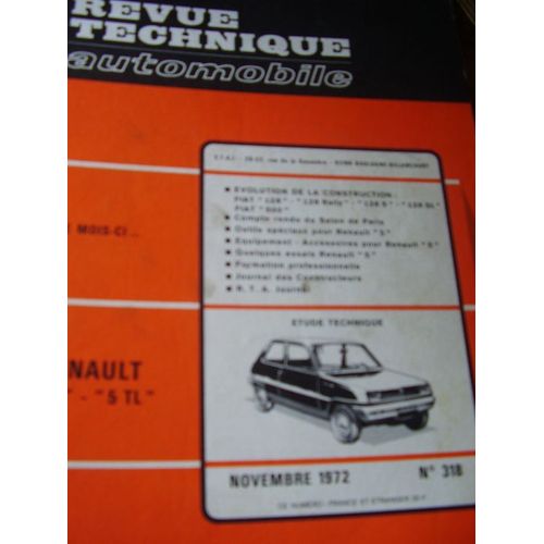 Revue Technique Automobile Renault 5l 5tl  N° 318 : Revue Technique Automobile Renault 5l 5tl