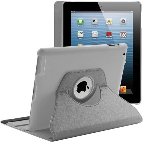 Coque Pour Ipad 4 3 2 Apple, Etui Rotatif 360, Housse Protection Pu Cuir, Gris.[F3727]