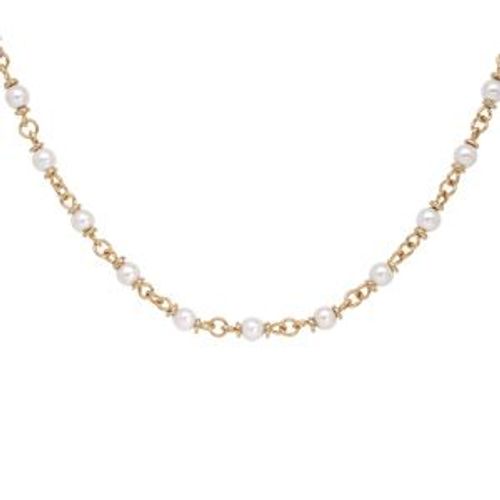 Collier Plaqué Or Perles Blanches Imitation 40+5cm