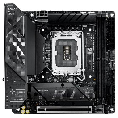 ASUS ROG STRIX B860-I GAMING WIFI - Carte-mère - mini ITX - Socket LGA1851 - B860 Chipset - USB4, USB 3.2 Gen 2, USB-C 3.2 Gen 2x2, USB 3.2 Gen 1 - Wi-Fi 7, 2.5 Gigabit LAN, Bluetooth - carte...