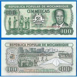Mozambique 100 Meticais 1989 Neuf Serie Aa Numero 8099 Billet Afrique Animal