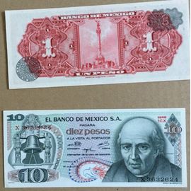 Mexique :  3 Cartes Postales (Monolithe De Coyolxauhqui, Début Du Siècle Dernier / 2 Photos Magnum De L. Towell ) / Pièce : 1 Centavo, 1888 / 2 Billets : 1 & 10 Pesos & 14 Timbres