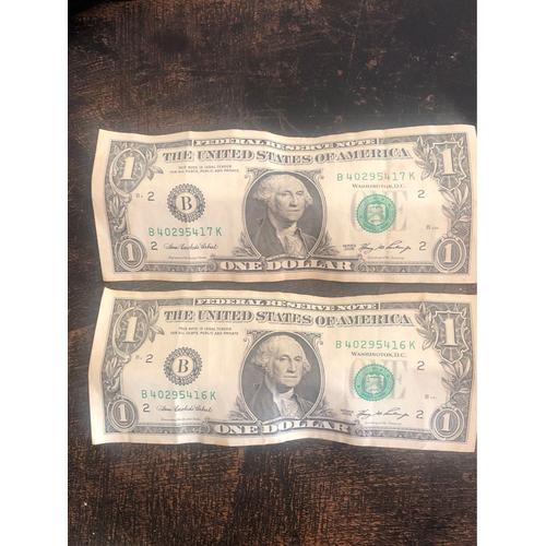 2 Billets De 1 Dollars Usa