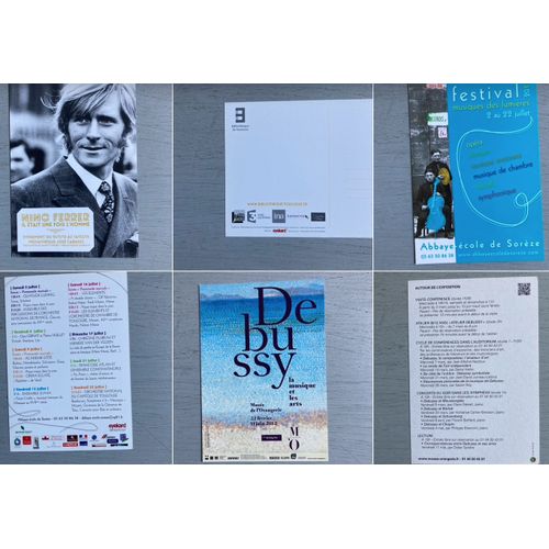 Musique : 11 Cartes & Flyers (Format Carte Postale) = Bratsch/Festival Hoy Cuba/Tambours Du Bronx/Nino Ferrer/Debussy/Chelsea Wolfe-Saad/Fatals Picards-Massilia Sound System/Aurélie Cabrel-Corneille
