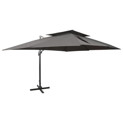 Parasol Déporté À Double Toit Anthracite 400 X 300 Cm Helloshop26 02_0008565