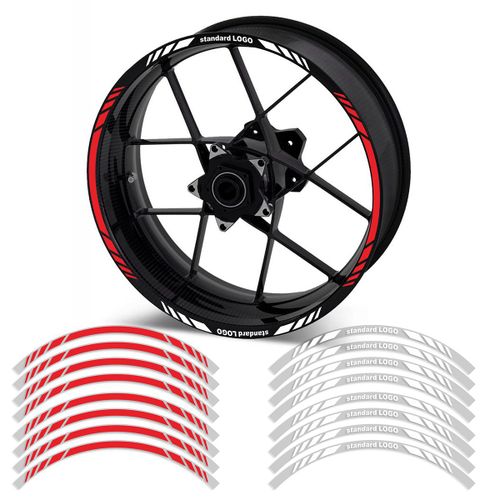 Autocollant Réfléchissant De Roue De Moto,Autocollant De Moyeu,Bande De Jante,Pour Kawasaki Ninja Zx-6r - Outer Ring Red White