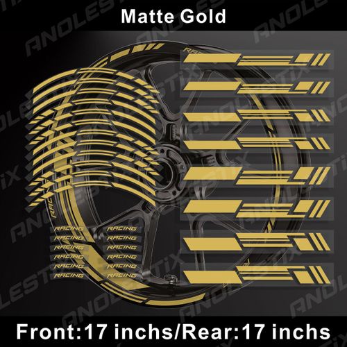 Autocollants Réfléchissants Pour Roues De Moto,Bande De Jante 17 Pouces Pour Yamaha Honda Kawasaki Suzuki Bmw Ktm - Matte Gold -A