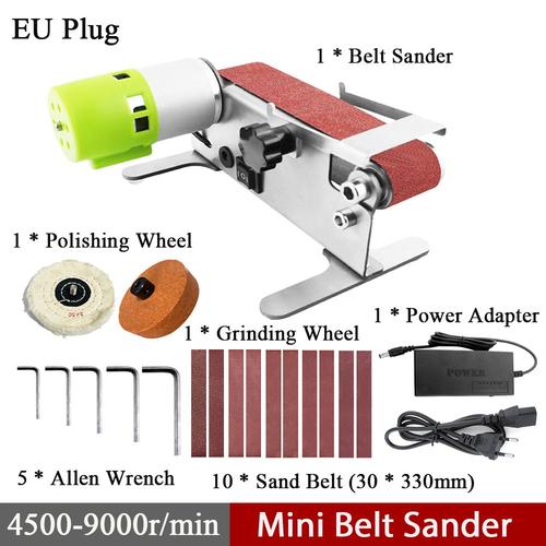 Mini ponceuse à bande électrique,ponceuse,polissage,rectifieuse,petite machine à bande de sable,régulation à 7 - EU Plug TYPE 1