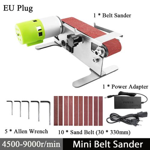 Mini ponceuse à bande électrique,ponceuse,polissage,rectifieuse,petite machine à bande de sable,régulation à 7 - EU Plug TYPE 2