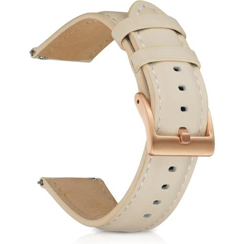 Bracelet 20 Mm 22 Mm, Bracelet En Cuir Boucle En Acier Inoxydable, Bracelet De Montre Souple Et Confortable Pour Homme Et Femme - Beige[Alp234024]