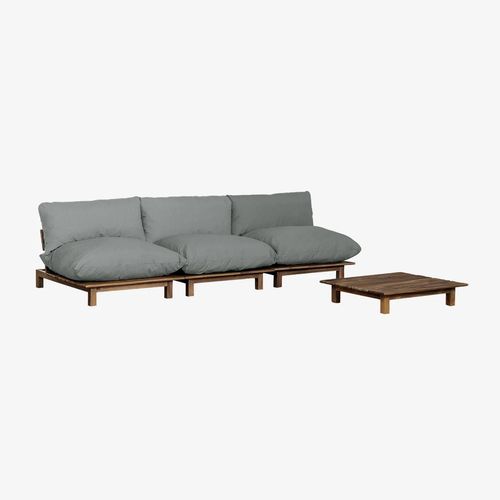 Salon De Jardin Avec Canapé Modulable Inclinable 3 Pièces Et Table Basse En Bois D'acacia Brina Gris Anthracite