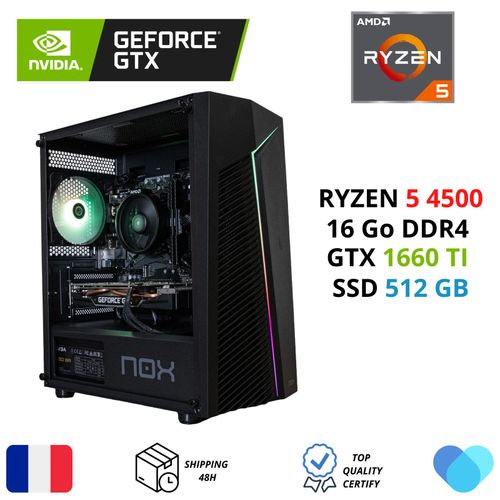 PC GAMER AMD Ryzen 5-4500 - Ram 16 Go - SSD 512 Go - GTX 1660 TI