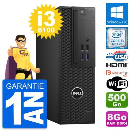 PC Dell Precision T3420 SFF i3-6100 RAM 8Go Disque 500Go HDMI Windows 10 Wifi