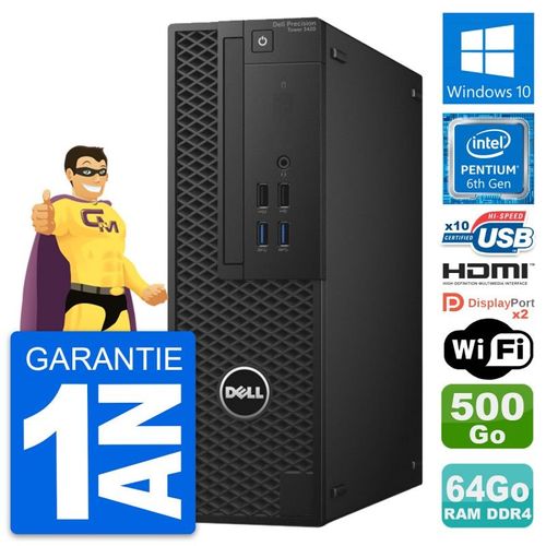 PC Dell Precision T3420 SFF G4400 RAM 64Go Disque Dur 500Go HDMI Windows 10 Wifi