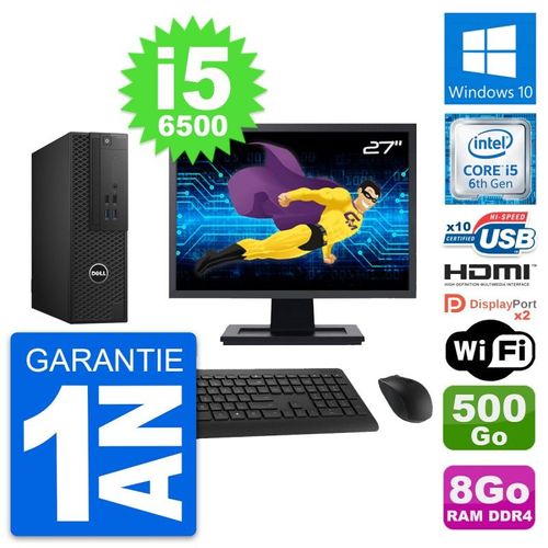 PC Dell T3420 SFF Ecran 27" i5-6500 RAM 8Go Disque 500Go HDMI Windows 10 Wifi