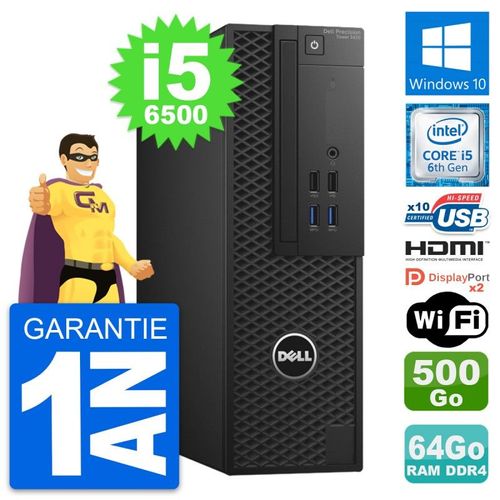 PC Dell Precision T3420 SFF i5-6500 RAM 64Go Disque 500Go HDMI Windows 10 Wifi