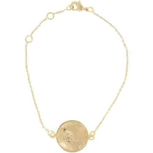 Bracelet - Bijouxia - Chaînette Forçat - Plaqué Or 18 Carats - Pièces D'imitation Louis D'or - Longueur 18 Cm