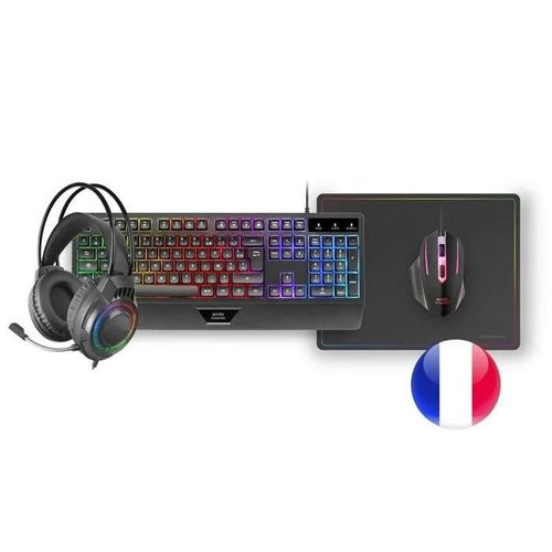 Ensemble Gaming - Mars Gaming - MCP124PRO - Clavier AZERTY RGB - Souris 3200DPI - Casque FRGB