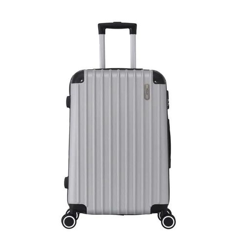 TROLLEY ADC - Valise Cabine 55x34x23cm - Rigide, Légère 2,5 Kg - 39 litres - 4 Doubles Roues Silencieuses - Corner - Gris Silver